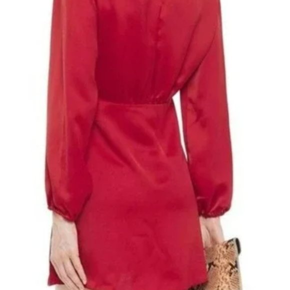Like new, worn once. Sandro Leana Red Satin Cocktail Dress - Picture 3 of 6